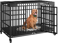 48 Inch Heavy Duty Dog Crate with Wheels - 53.1"L x 30.0"W x 32.3"H
