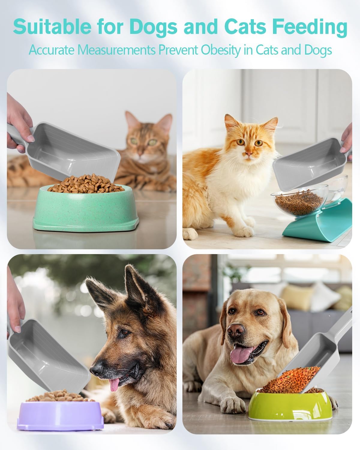 2 Cup Dog Food Scoop, Plastic Pet Food Scoop with Measuring Lines for Accurate Pet Food - Blue and Grey - image 4