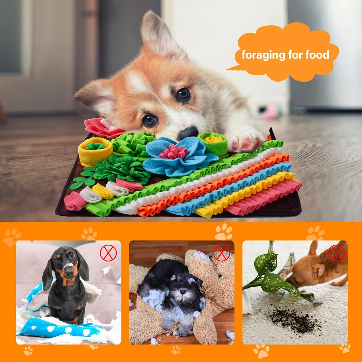 Snuffle Mat for Dogs, Sniff Mat Slow Feeding Mat for Small Pets Cats, Rabbits - Help Stress Relief - Brown - image 3