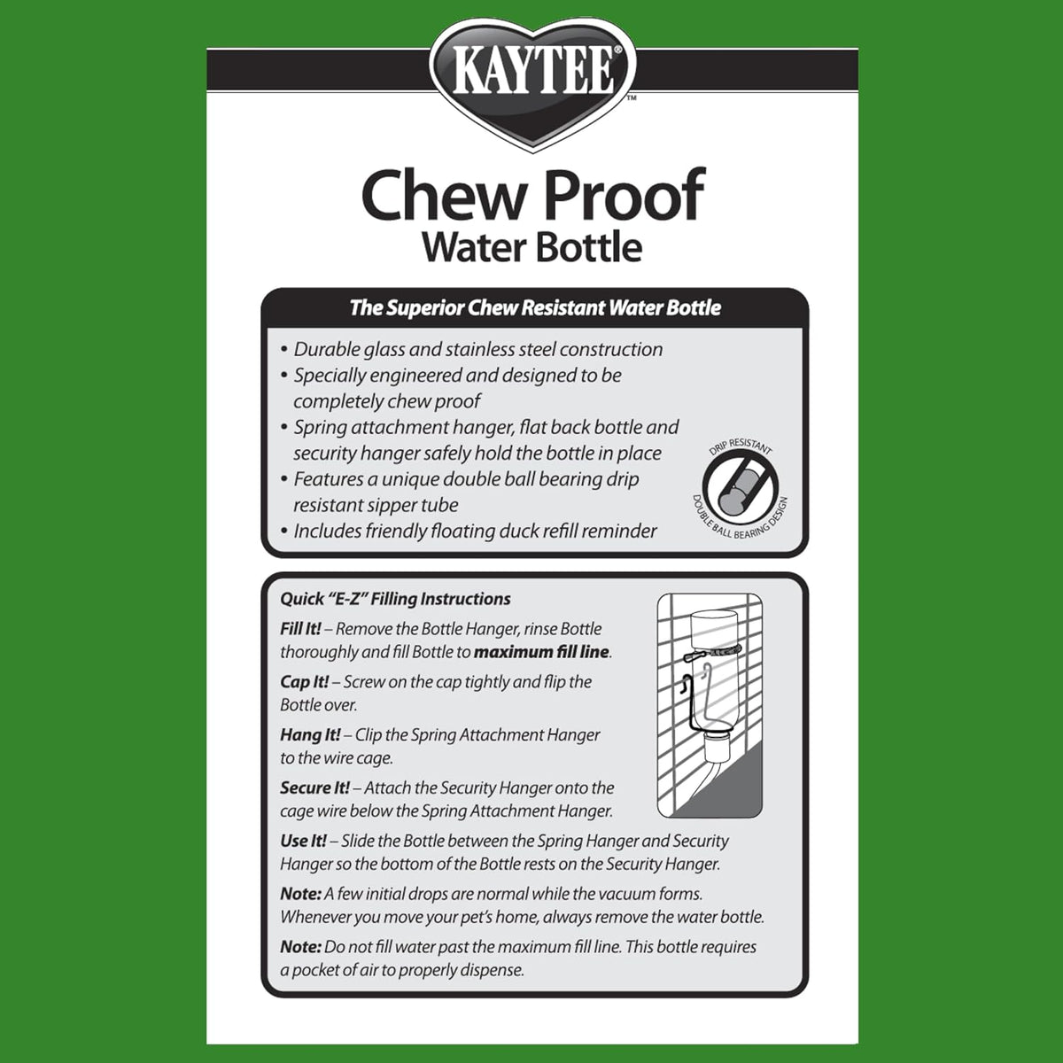 Kaytee Chew-Proof Water Bottle for Pet Rabbits, Ferrets - 6-Ounce / Clear - image 4