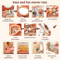 Youuys wooden activity cube, 11-in-1 Montessori toy in mushroom design - view 4