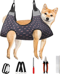 Supet Dog Grooming Hammock for Nail Trimming - XL( Max 85 Lb:Leg space: 11.8"-22.5") / Blackcurrant