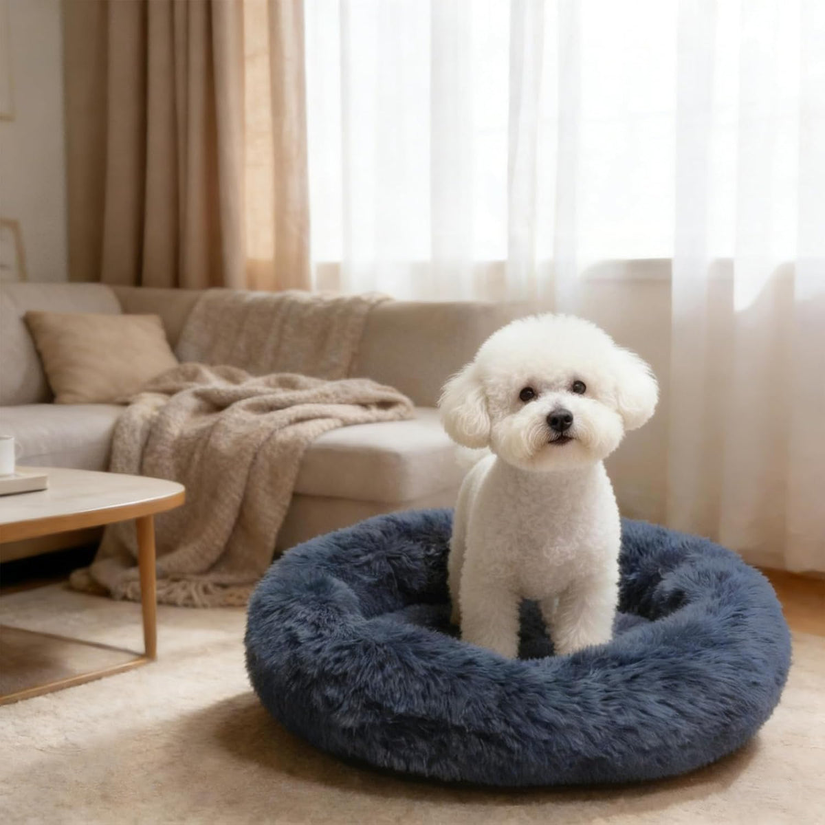 Comfort Donut Dog Bed, Ultra-Soft Pet Bed with Neck Support - 20''Lx20''Wx8''Th / Gray - image 3