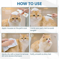 Pet Waterless Shampoo with Brush, Dry Shampoo for Dog & Cats, No Rinse Foam Formula for Quick Clean Between Bath, Detangling, Deep Cleansing, Reduce Itchy Skin Shedding & Odor Control