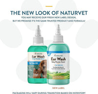 NaturVet Ear Wash w/Tea Tree Oil (Aloe & Baby Powder Scent) 8 oz