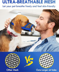 Dog Muzzle, Soft Air Mesh Muzzle for Small Medium Large Dogs Anti Biting Barking Chewing, Breathable Drinkable Adjustable Loop Pets Muzzle for German Shepherd Husky Labrador Retriever (Blue,L)