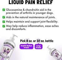 Liquid Glucosamine for Dogs Bacon Flavour Chondroitin, MSM & Hyaluronic Acid K9 Supplement Hip and Joint Formula Advanced Mobility Joint Pain Relief Senior Advanced Supplement for All Breeds 32 oz