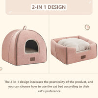 Cat Bed for Indoor Cats - Cat Cave Beds Cat House Cat Tent with Removable Washable Cushioned - Pink / L(17.5 x 17.5 x 17.5 Inch) - image 3