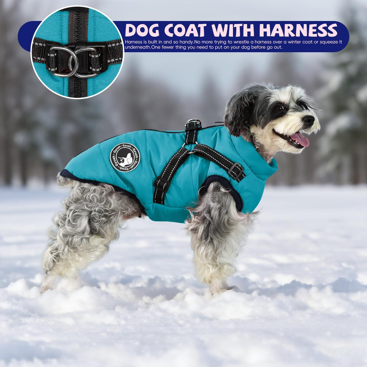 Gyuzh Dog Coat with Harness Puppy Coats Small Dog Harness Jacket - XXX-Large / light blue - image 4