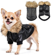 LESYPET Dog Leather Jacket for Small Dogs - Small / Black