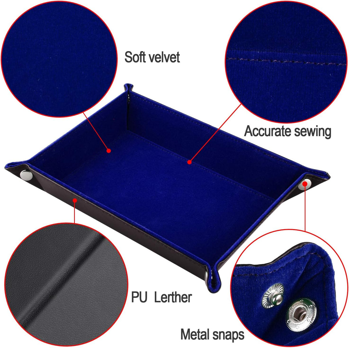 SIQUK Double Sided Dice Tray Folding Rectangle Dice Holder – Fun for Kids & Family - Dark Blue - image 2