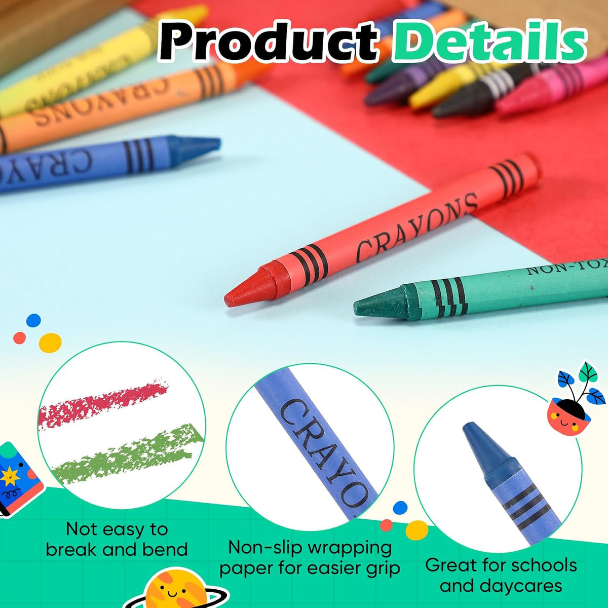 Trandraft bulk crayons in 50 individual mini packs of 8 colors - view 3