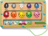 WOODENFUN magnetic color number maze, wooden Montessori counting board with magnetic pen and beads - view 2