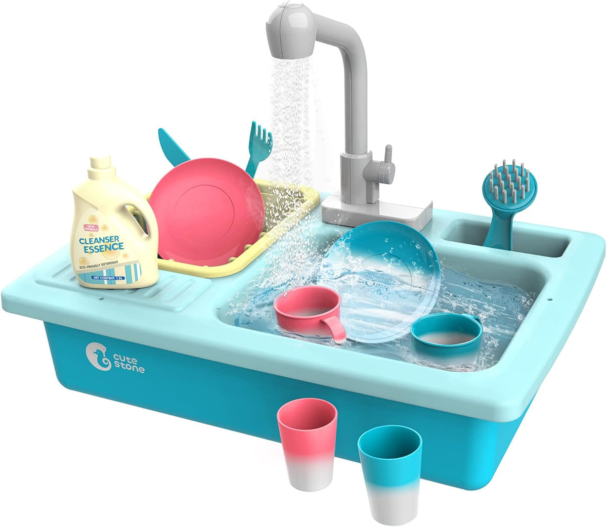 CUTE STONE Color Changing Kitchen Sink Toys - Light Blue