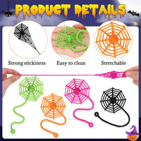 VICROIC sticky spider web toys, 24 rubber cobwebs in 4 colors - view 3