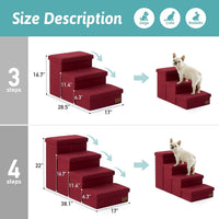 COZY KISS Dog Stairs with Storage, 16.7" H Wider Dog Steps - Burgundy / 4 / 38.1x17x22 inch - image 3