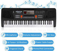 Kids Piano, 61 Keys Electronic Piano Keyboard with Microphone Musical Toy – Fun for Kids & Family - 24.8*7.8*2.4inch - image 2