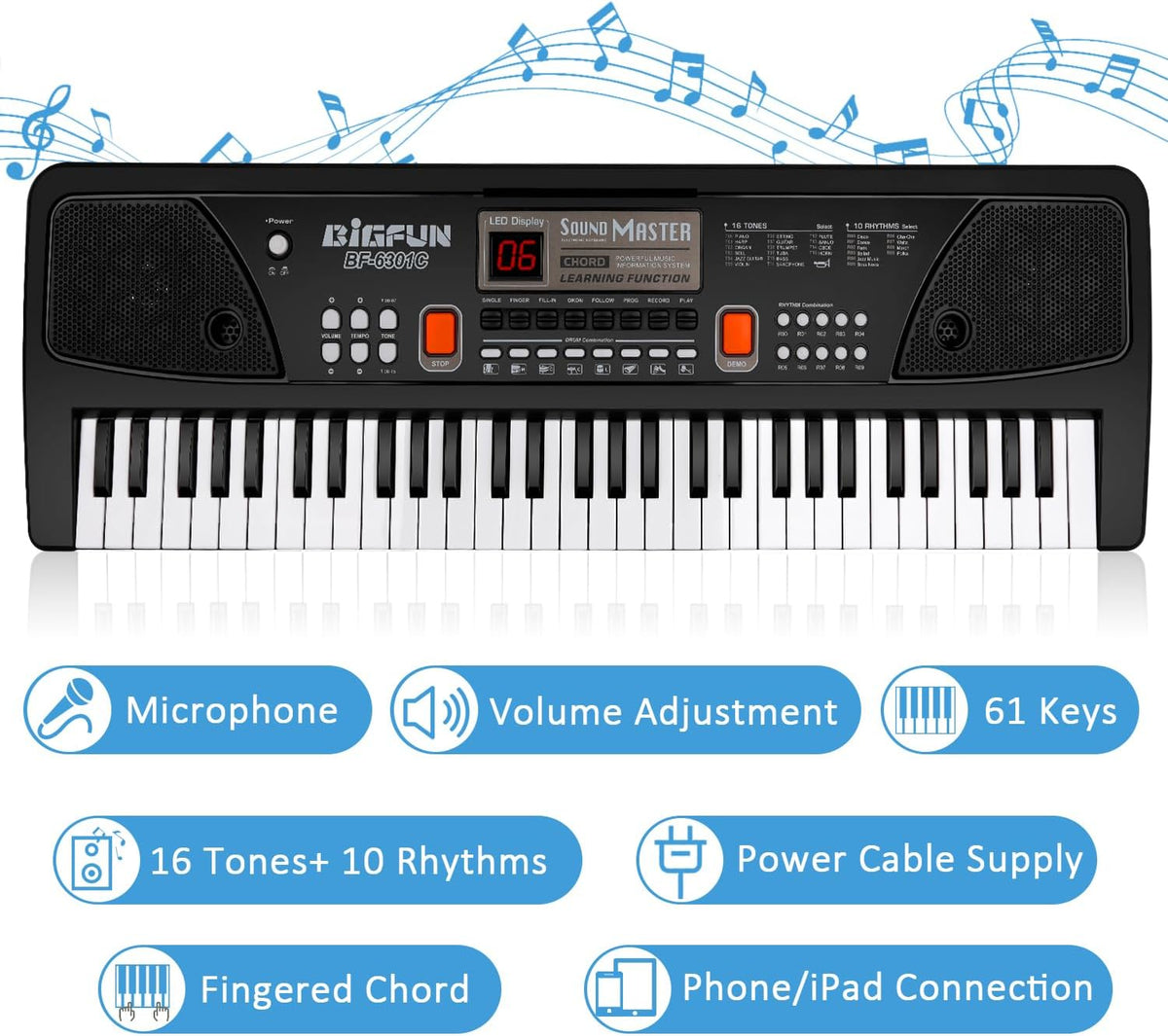 Kids Piano, 61 Keys Electronic Piano Keyboard with Microphone Musical Toy – Fun for Kids & Family - 24.8*7.8*2.4inch - image 2