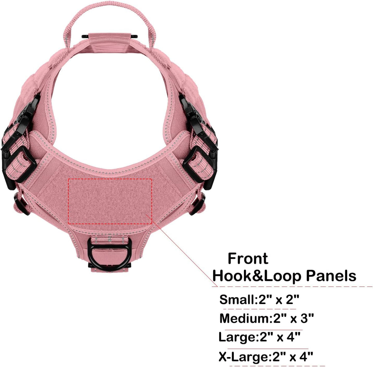 Tactical Dog Harness for Large Dogs, Reflective No Pull Dog Vest - Large (Pack of 1) / Pink - image 3