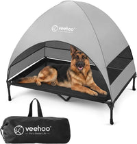 Veehoo Outdoor Dog Bed with Canopy - Black / 49.0"L x 33.0"W x 43.5"Th