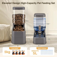 2 Pack Automatic Cat Feeder and Water Dispenser 1.3 Gallon Dog - Grey - image 2