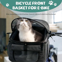 Qivine Dog Bike Basket, Oxford Cloth Dog Basket for Bike with Adjustable Mesh Windows, 11 Lbs Portable Dog Carrier for Bike with Widen Shoulderpad, Bicycle Basket Bag for Dogs and Cats