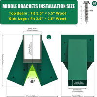 BeneLabel green A-frame middle swing set bracket made of powder coated steel - view 16