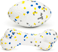2Pcs Bone Dog Balls+Rugby Dog Toys for Aggressive Chewers, Indestructible Tennis Balls for Dogs (Bone+Rugby)