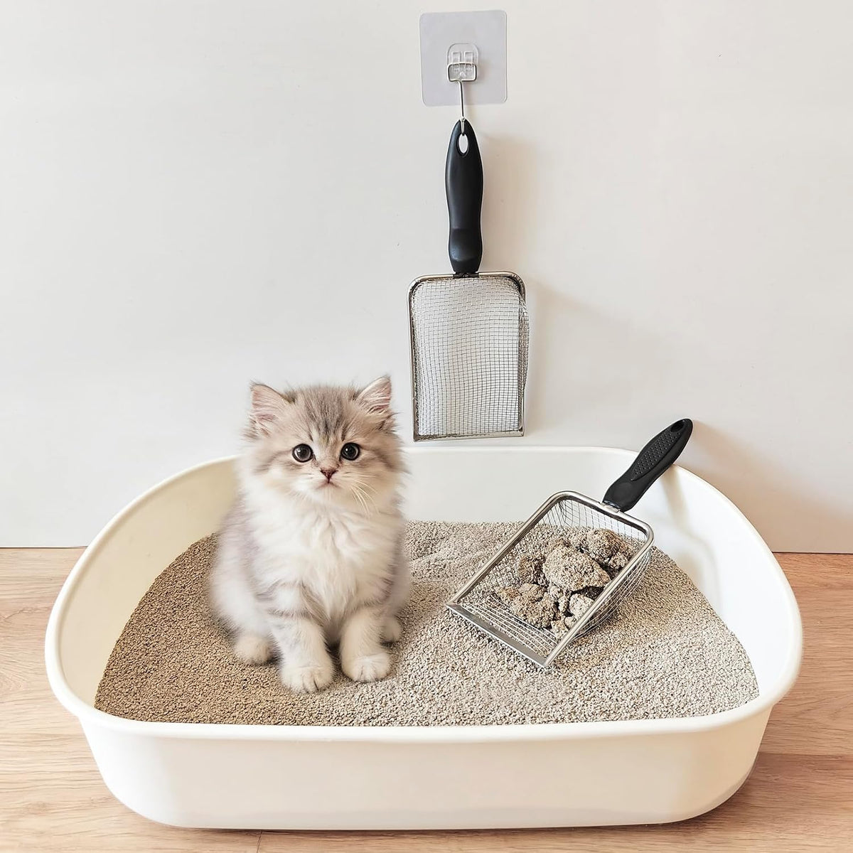 2Pcs Cat Litter Scoop Metal Stainless Steel Mesh Kitty Litter Scoop - image 2