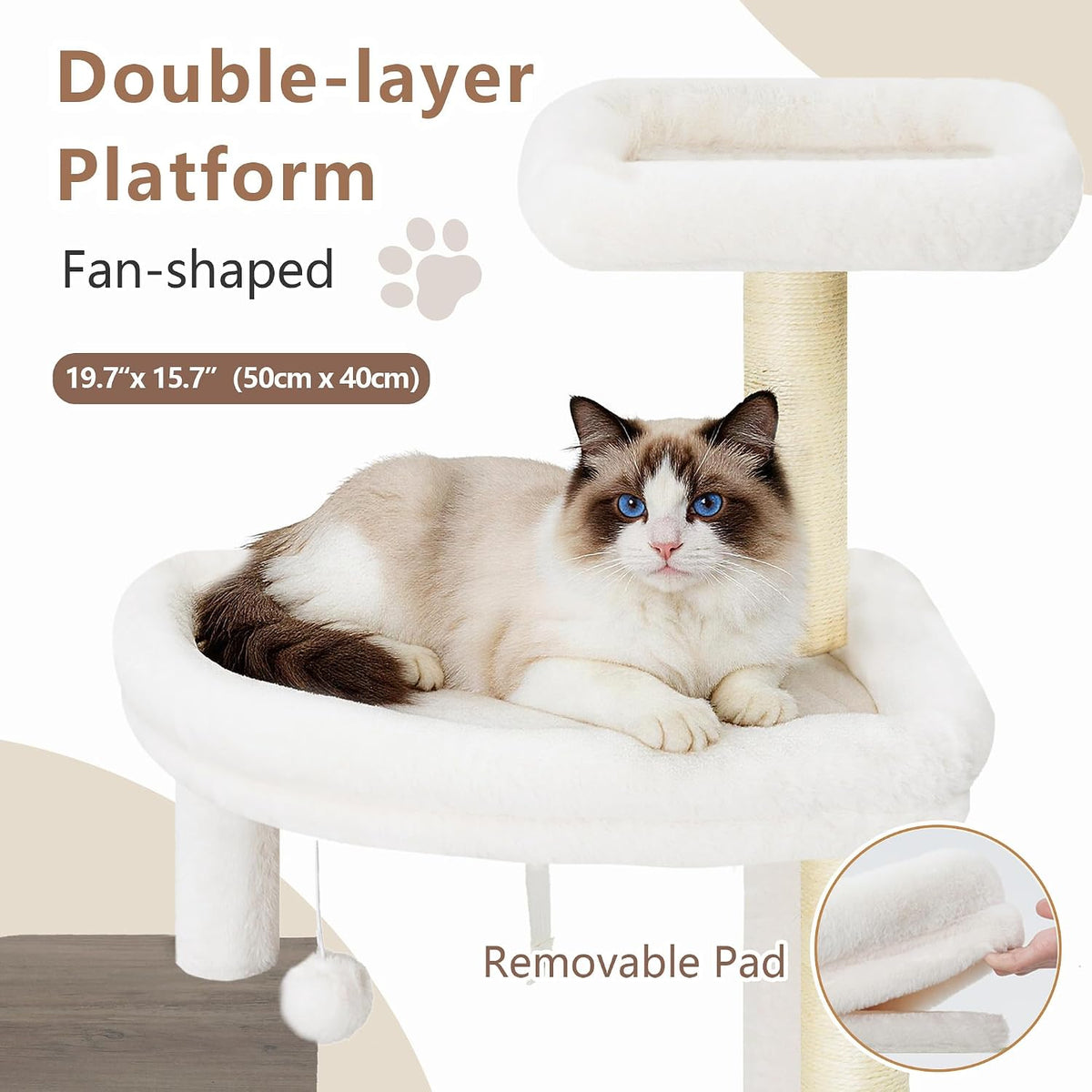 Modern Cat Tree, 76'' Tall Cat Tower, 3 Big Platform GCT103WB - Rustic Gray / 70.9 inches - image 4