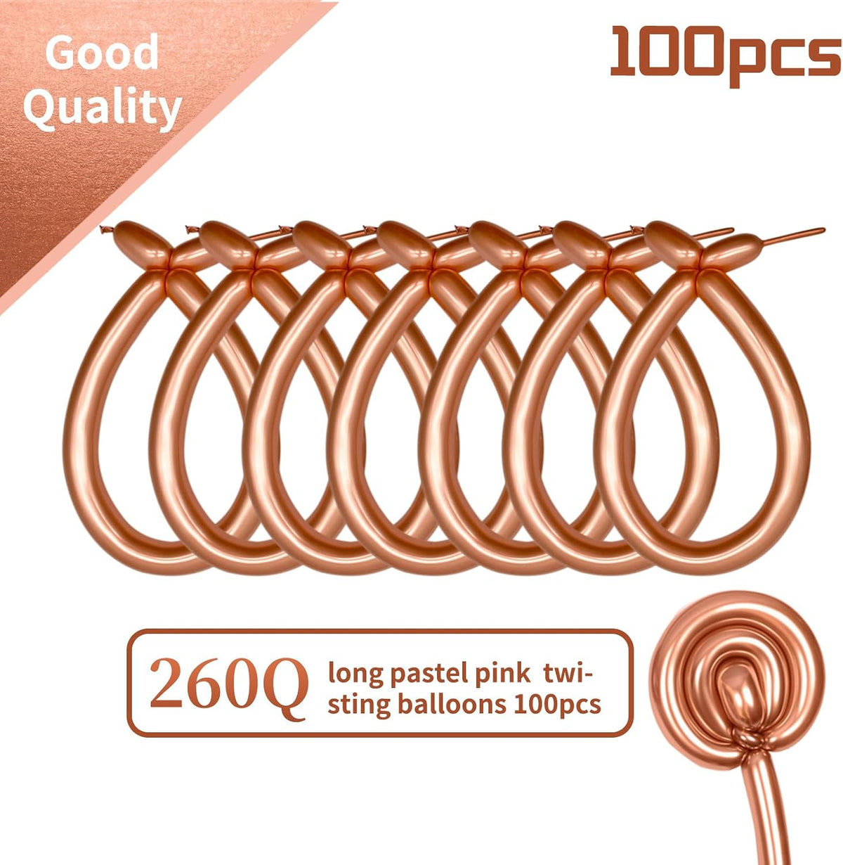 260 Clear Long Balloons for Animals - Metallic Champagne Gold - image 2