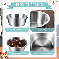 Yahenda 6 Pcs Stainless Steel Metal Dog Bowls Bulk Replacement Basic - 11 Inch - image 3