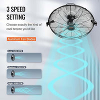 VEVOR 18 Inch Industrial Wall Mount Fan 2PCS, High Velocity 4000 CFM with 3-Speed Manual Control & 360° Tilt Adjustment, for Indoor Use, Warehouse, Workshop, Basement, and Commercial Spaces