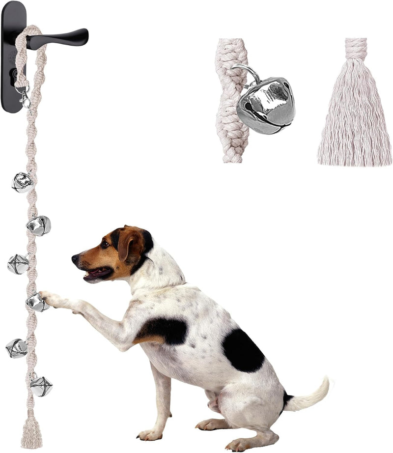 Dog Bells to Go Outside, Potty Training Bell, Handmade - Beige / Twisted Style