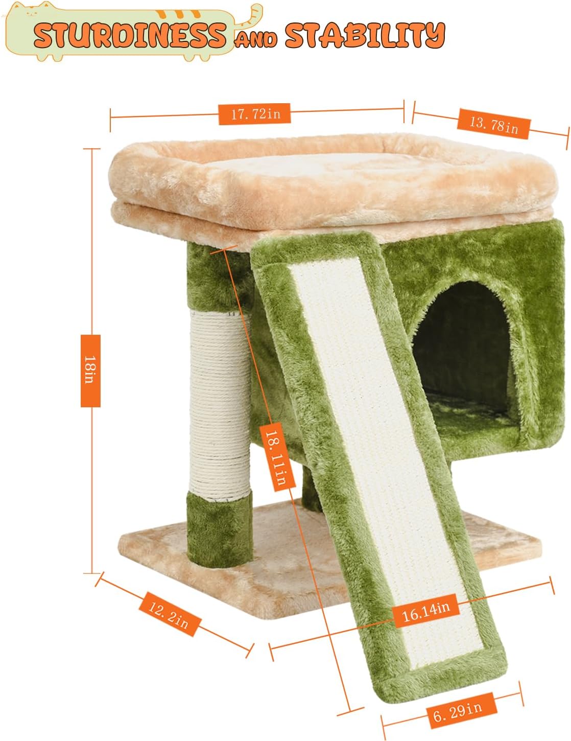 SYANDLVY Gothic Cat Tree with Coffin Bed for Indoor Cats - Beige & Green - image 3