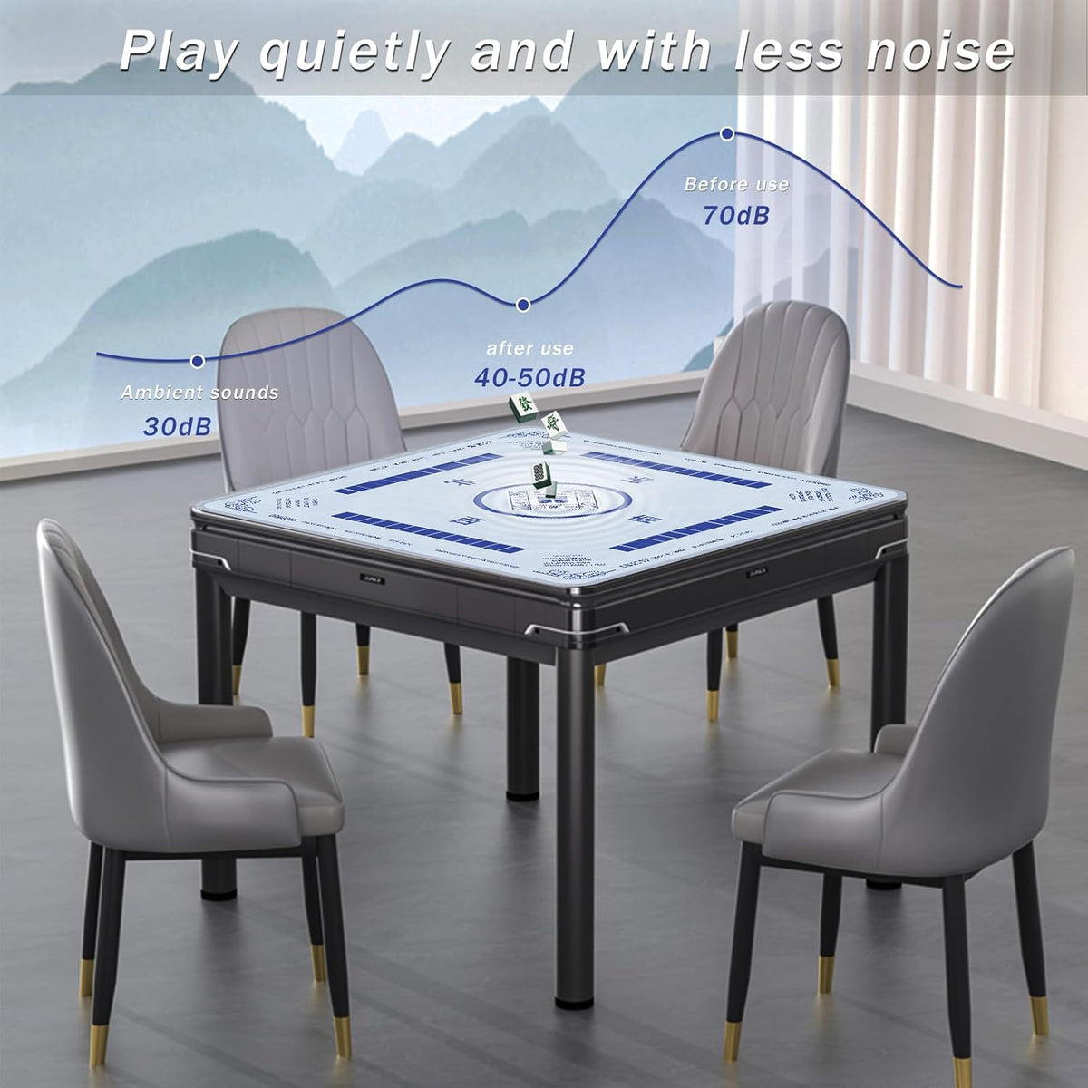 2F22E Mahjong Mat for Table 32.4" x 32.4" - Wathet Blue - image 3