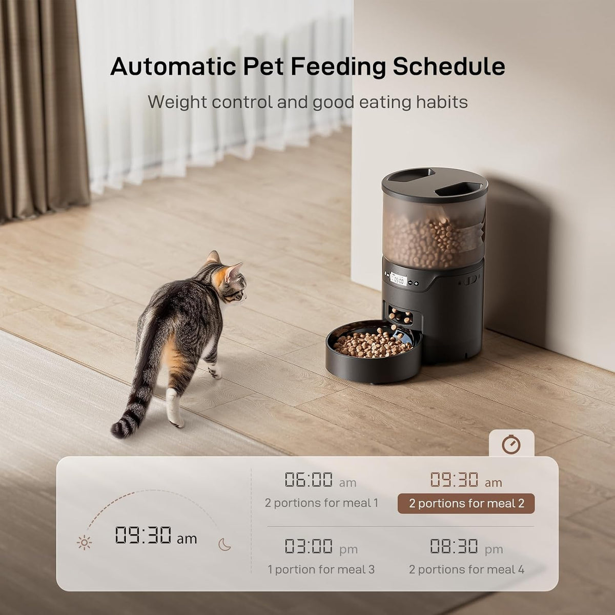 IMIPAW PET Automatic Cat Feeder: 3L Auto Food Dispenser with Timed - Black - image 2