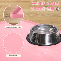 MateeyLife Silicone Cat & Dog Food Mat for Floors Waterproof - Pink / 24"L x 16"W - image 3