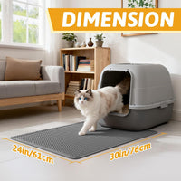 Pieviev Cat Litter Mat, Double-Layer Waterproof Litter Trap - Gray / 30x24 Inch - image 2