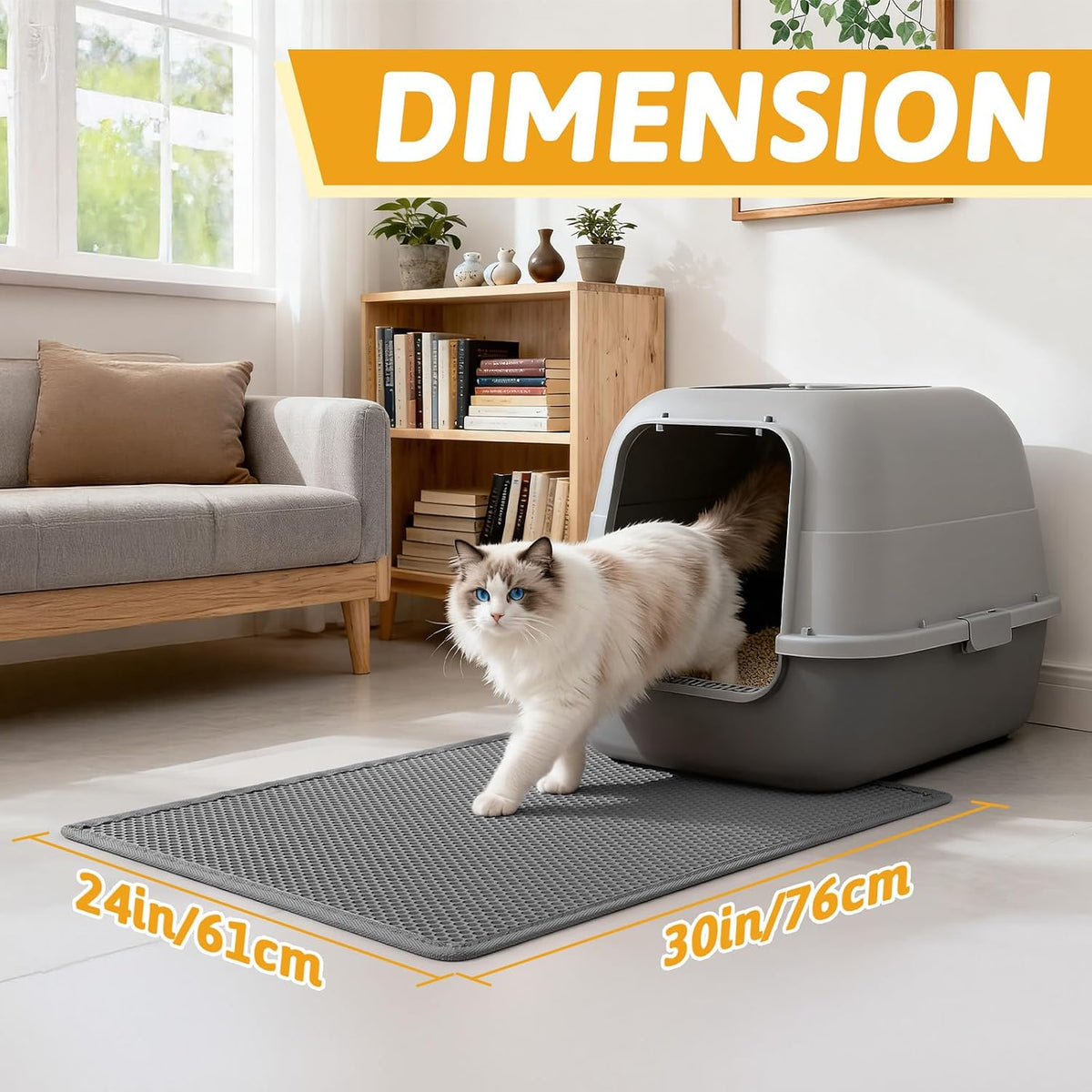 Pieviev Cat Litter Mat, Double-Layer Waterproof Litter Trap - Gray / 30x24 Inch - image 2