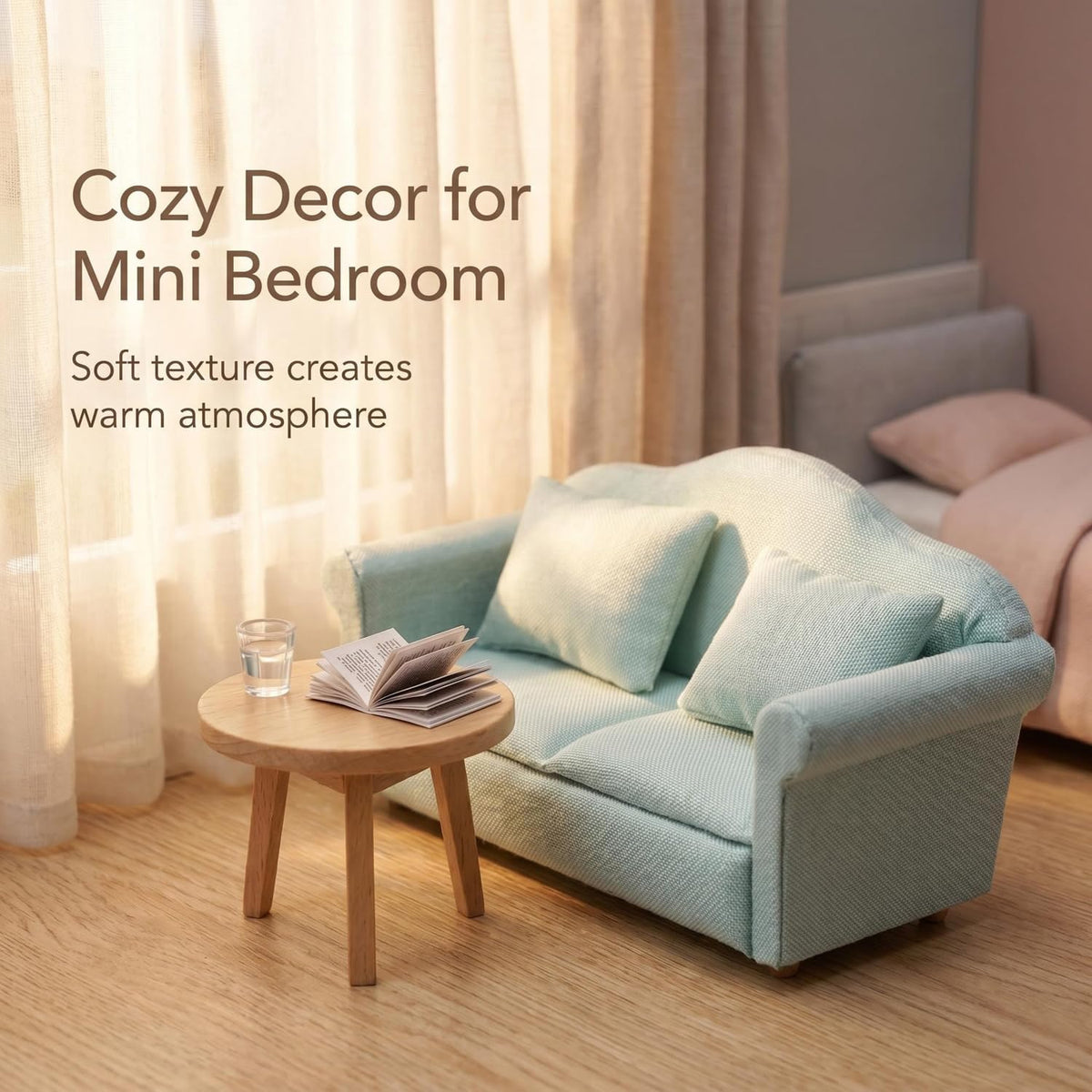 Cutemini white 1/12 scale dollhouse loveseat couch with pillows - view 23