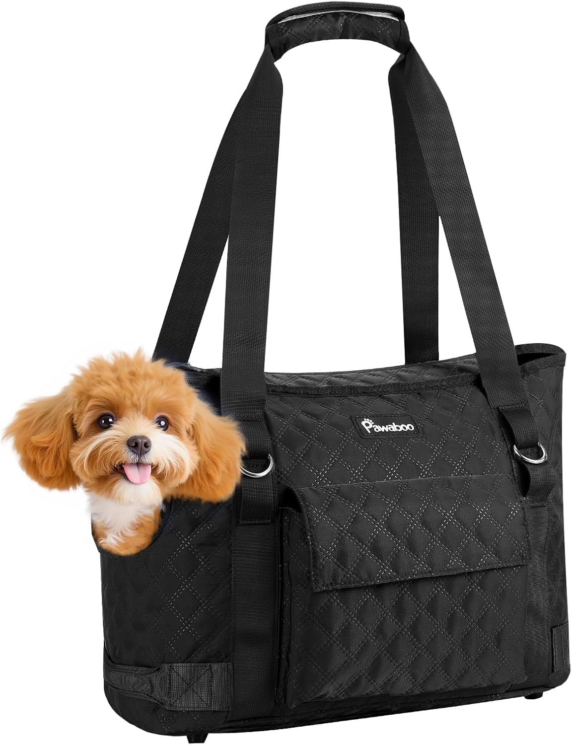 Pawaboo Dog Purse Carrier for Small Dogs with Pocket - B-Black