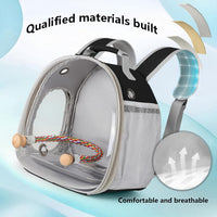 Small Bird Travel Backpack Carrier Cage - Black / Clear Bubble + Tray - image 3