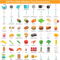 105Pcs Kids Kitchen Toy Accessories - Turquoise - image 2