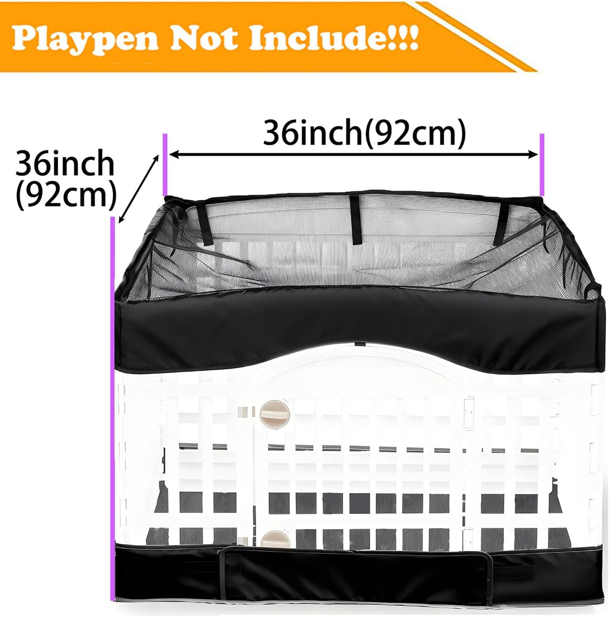 2 Pack Dog Playpen Cover and Bottom Pad Fits for 36 Inch 4 Panels Pet - PureBlack - image 2