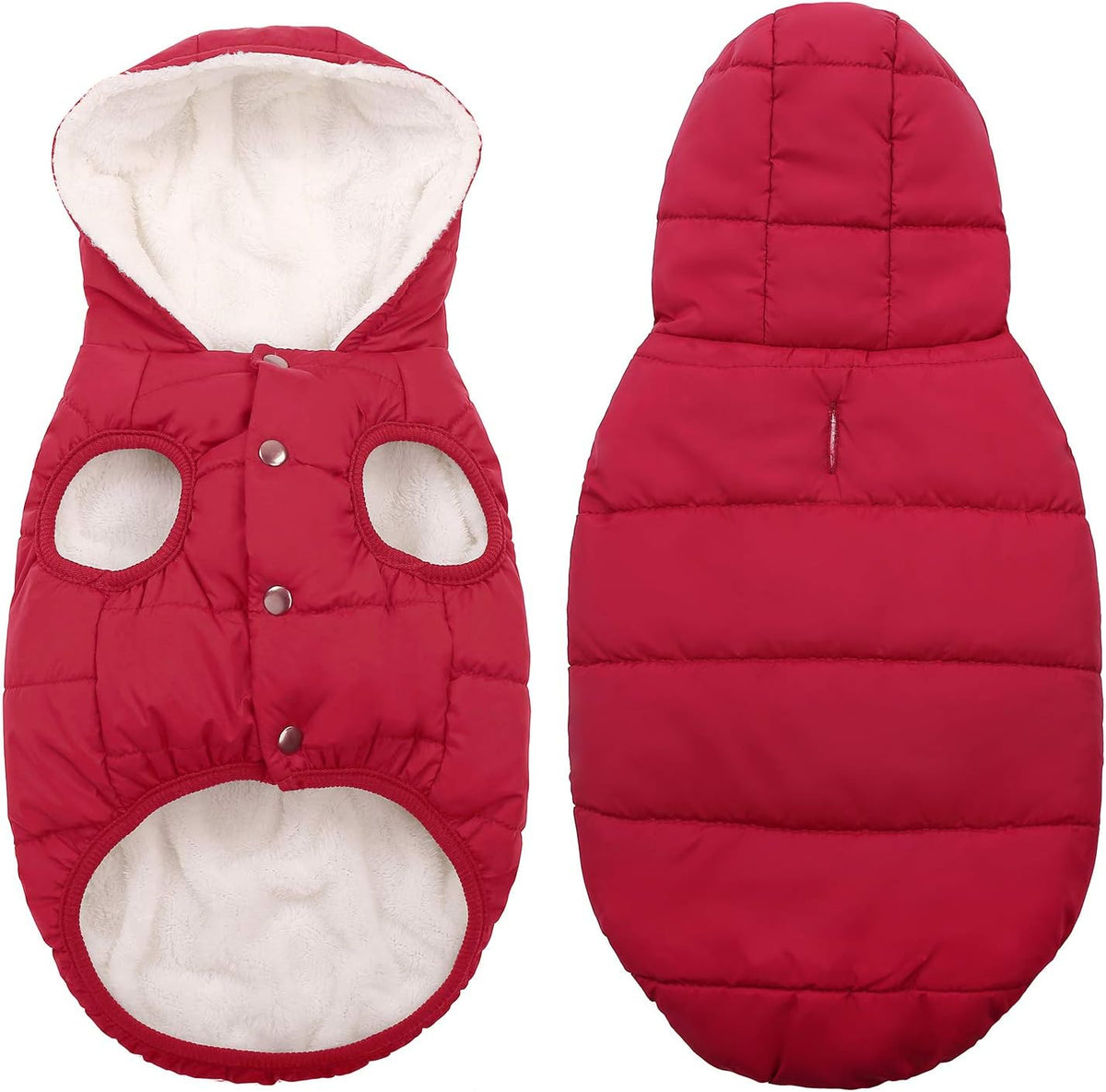 Dog Winter Coat,Warm Fleece Lined Dog Jacket with Leash Hole & Hood – Essentials for Dogs - Red / Large - image 2