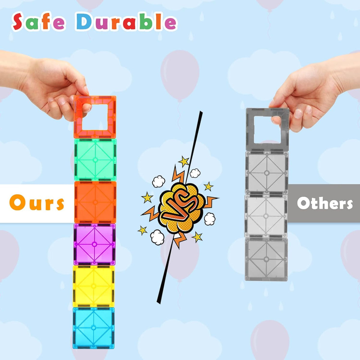 Gemmicc 100 PCS Magnetic Tiles with 2 Cars - 63 PCS - image 4