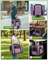 Morpilot Cat Carrier Soft for Large Medium Cats and Puppy up to – Essentials for Dogs - Purple / 17.3"L x 12.2"W x 13.4"H - image 3