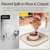 Pet Feeding Mat, Waterproof Anti-Slip Placemats for Dog Cat Bowl Silicone Pet Food Mat, Raised Edge - Beige / 11"L x 11"W - image 3