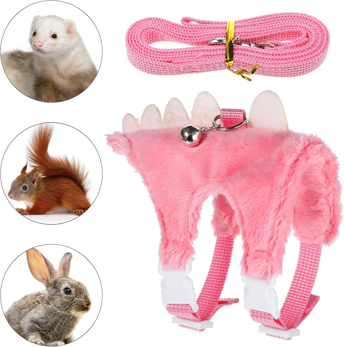 Ferret Harness and Leash Set Small Animals Vest Harness with Safe - Pink - image 3